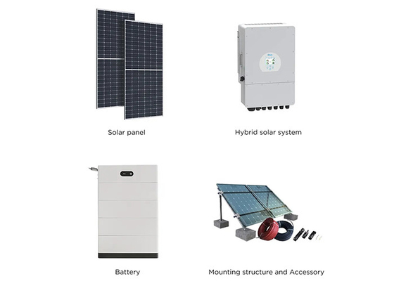 Híbrido do sistema de energia solar de 8KW 10KW completo com os inversores dos painéis do picovolt e a bateria de lítio