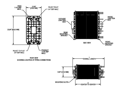 IonPure IP-LXM30Z-4 Módulo de Eletrodeionização Industrial 4-11pH Peso 122kg Aplicação Industrial/Poder