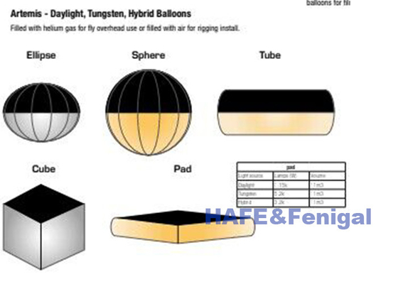 Ellipse 1.8kw Helium LED dimmable cheio de ar CRMX Control Film Movie Sets Luz de balão
