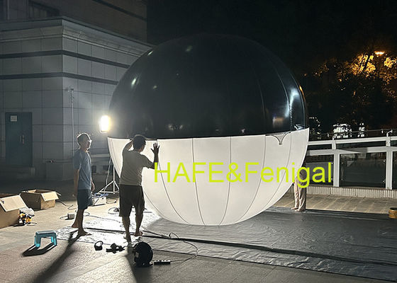 Os cineastas vão pendurar luzes de balão infláveis LED esféricos de duas cores